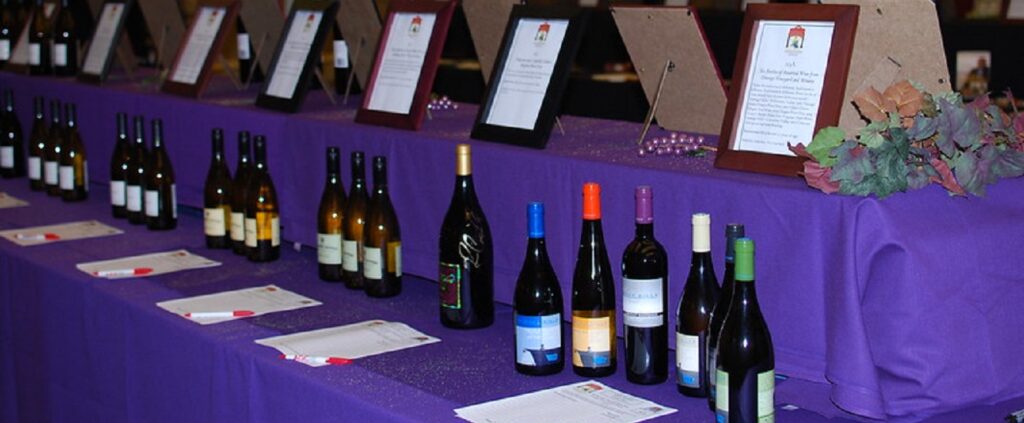 wine bottles and auction forms