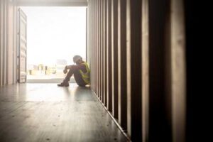 worker sitting on ground