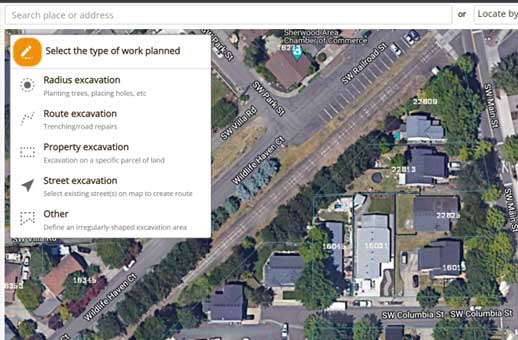 satellite photo of neighborhood with menu from website