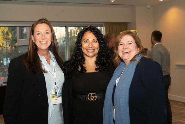 three smiling women