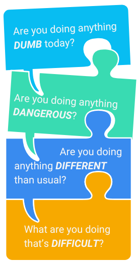 four conversation stacked puzzle pieces