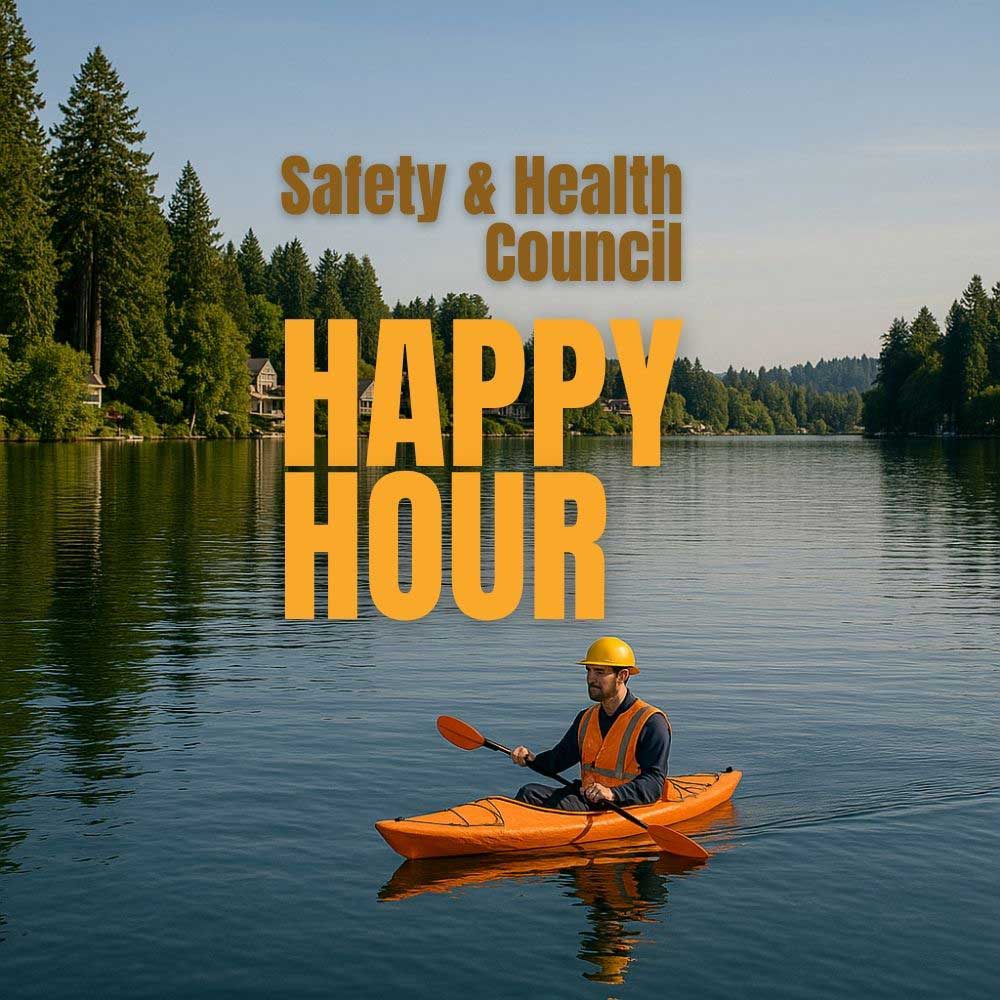 construction worker in a kayak