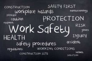 safety words written on a chalkboard