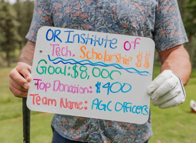 a sign showing donations to OIT