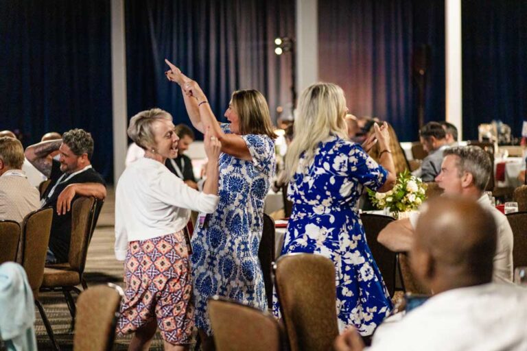 three ladies dancing
