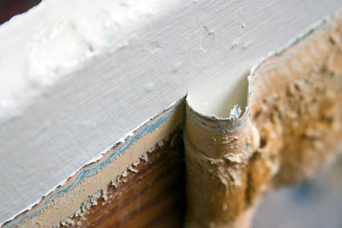 layers of paint peeled off