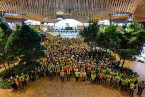 large group of construction workers